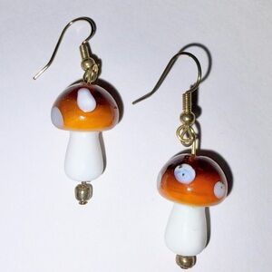 Whimsical Mushroom Glass Earrings